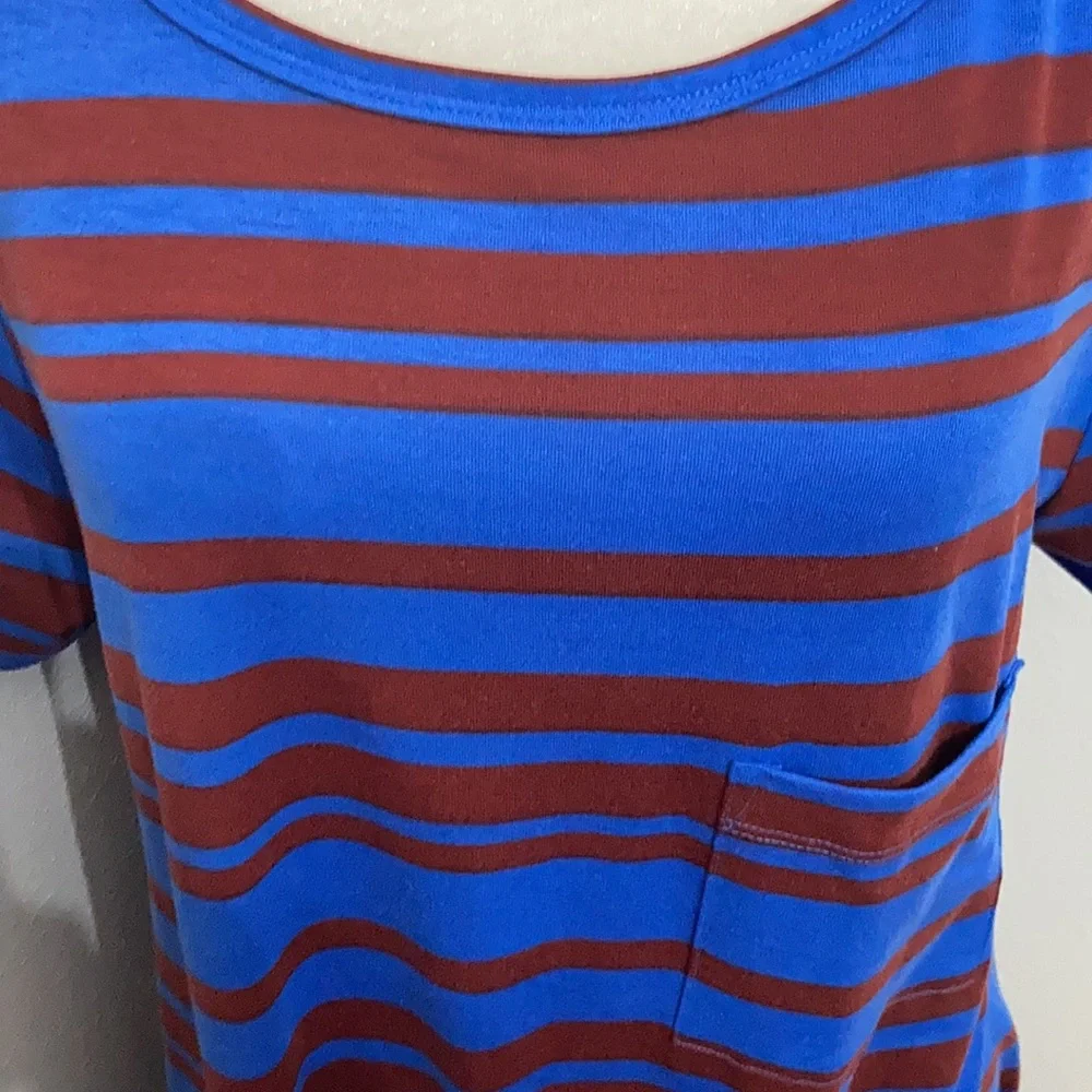 EC LulaRoe Blue & Maroon Striped Dress Size XL - Picture 9 of 12